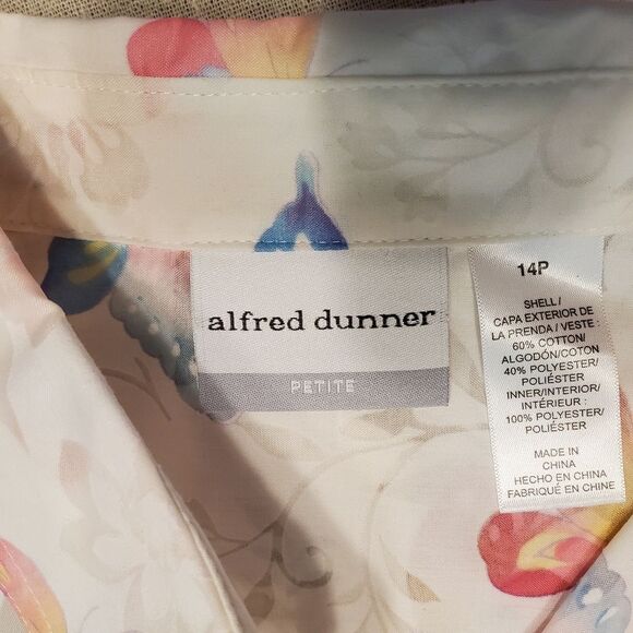 VTG 90's Alfred Dunner Petite Watercolor Butterfly Button Up Top Size 14P - Picture 5 of 10